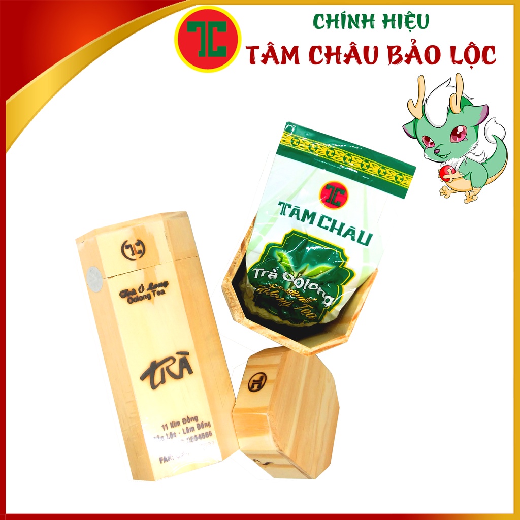 [TÂM CHÂU]Trà Oolong Cao Cấp Hộp Gỗ Sang trọng 200G - Chính hiệu TÂM CHÂU BẢO LỘC