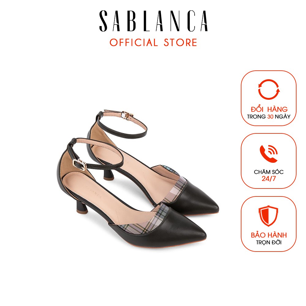 Sandal cao gót phối plastic vân caro - Sablanca 5050SN0107