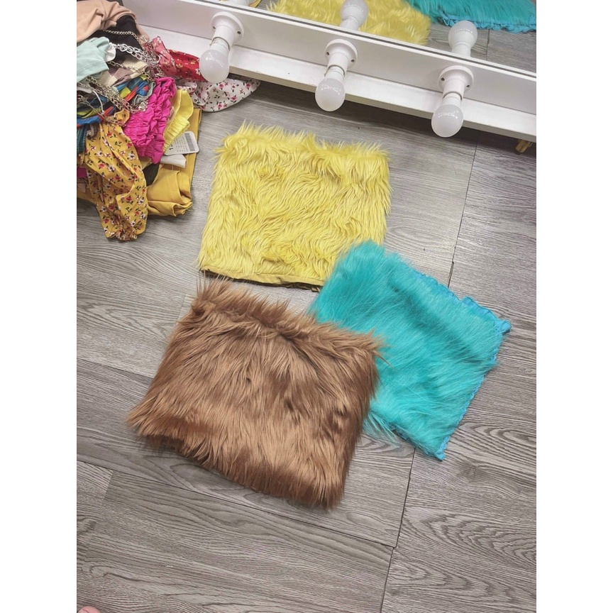 Áo quây cúp ngực phối lông nhân tạo croptop sang chảnh (Hình thật ảnh cuối)