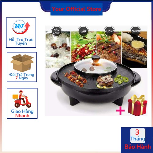Bếp lẩu nướng điện đa năng 2 in 1 OSAKA - Nồi lẩu nướng 2 ngăn Hàn Quốc