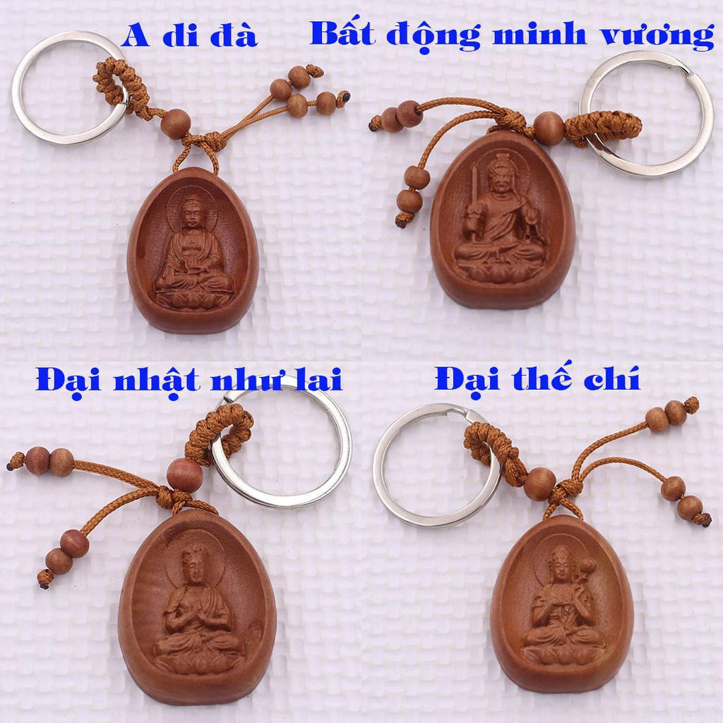 Móc chia khóa Phật Đại nhật như lai gỗ đào, móc chìa khóa Phật bản mênh