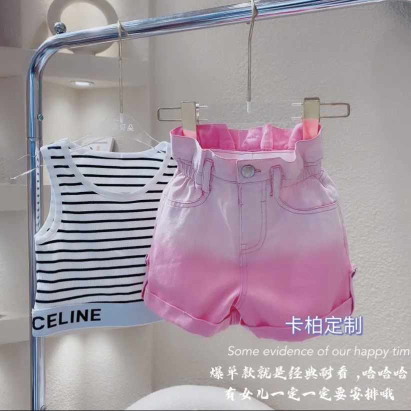 Quần Short Dáng Rộng Màu Hồng Gradient Phong Cách Thời Trang Mùa Hè Hàn Quốc 2023