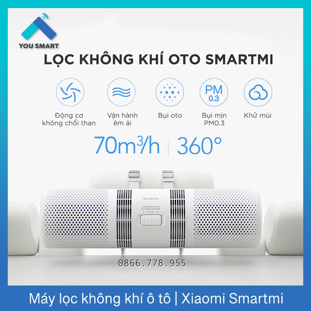 Máy lọc không khí ô tô Xiaomi Smartmi Car Air purifier - Chính hãng BH 12 tháng