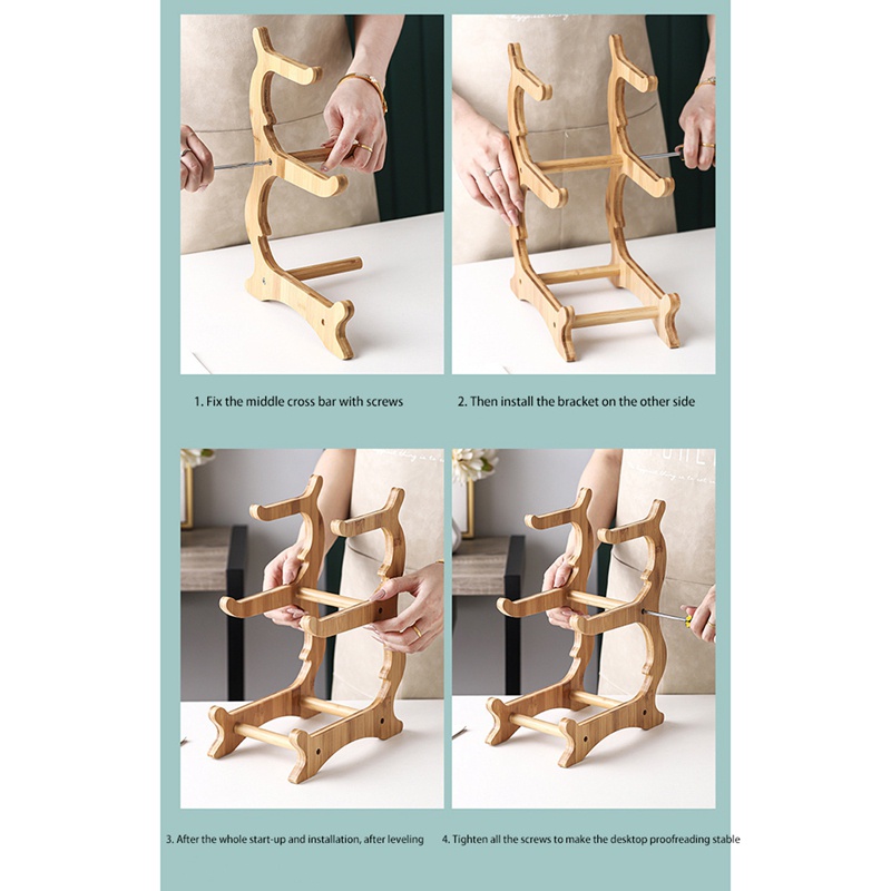 Khay đựng trái cây/ bánh kẹo 3 tầng kèm giá đỡ bằng gỗ tiện dụng cho nhà bếp