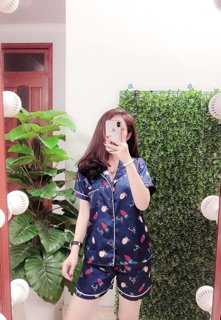 [Xả hàng] Bộ lụa hoạ tiết áo cộc - quần cộc