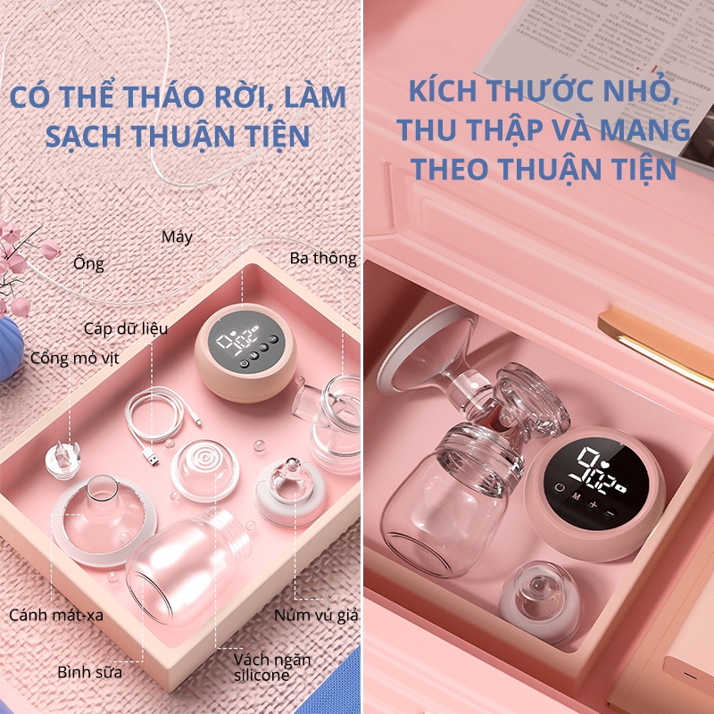 Máy hút sữa điện đôi Cầm tay Máy vắt sữa mới hỗ trợ mẹ bỉm vắt sữa dễ dàng