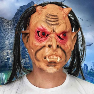 Mặt nạ ma hóa trang mắt đỏ tóc dài đen cho ngày halloween