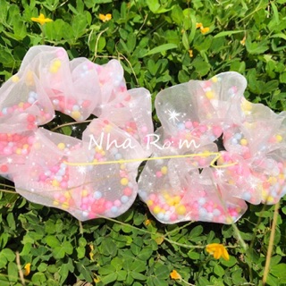 Cột tóc SCRUNCHIES pom pom (hạt to, hạt nhỏ và mix hạt)