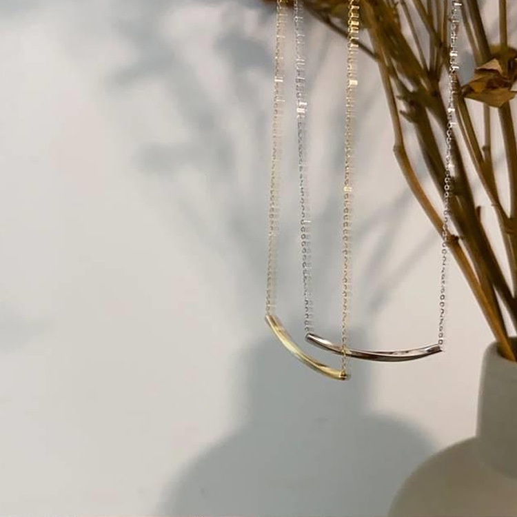 Dây Chuyền Kim Loại Mặt Chữ U Gợn Sóng Phong Cách Tối Giản Phong Cách Mới 2022