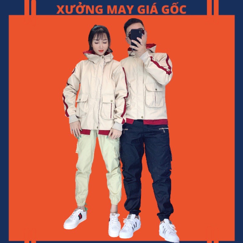 🎇𝐆𝐢𝐚́ 𝐒𝐢̉🎇 ABC Áo Khoác Kaki Kem Viền Đỏ Siêu Đẹp (Video,Hình Thật)