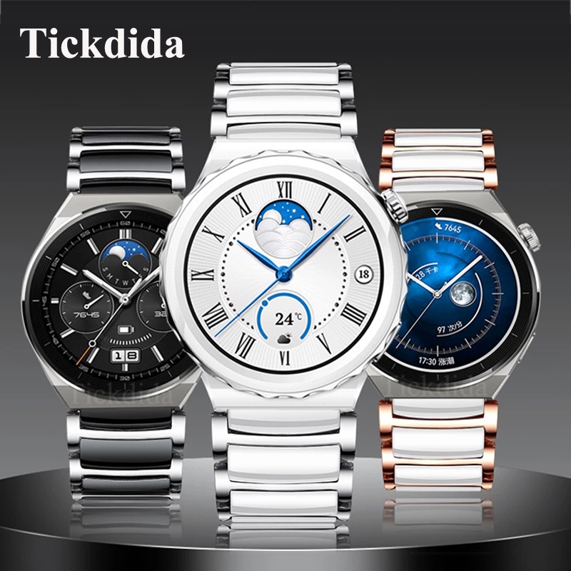 Dây Đeo Bằng Sứ + Kim Loại 43mm Cho Đồng Hồ Thông Minh Huawei Watch GT 3 Pro 4 Classic 46mm