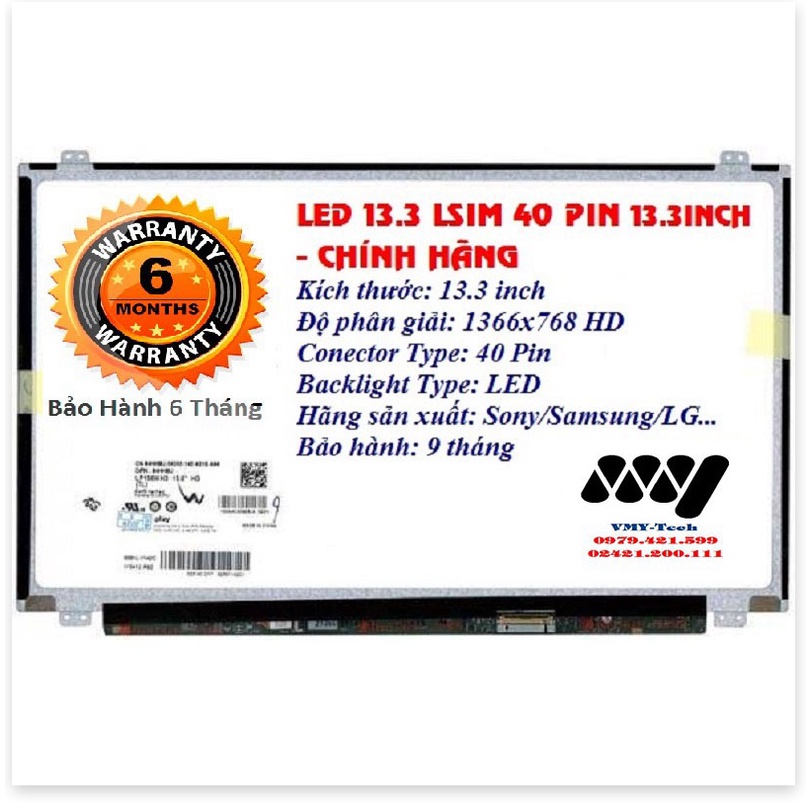 💛 Màn Hình Laptop 13.3 Inch Led Mỏng 40 pin Wide + Gương