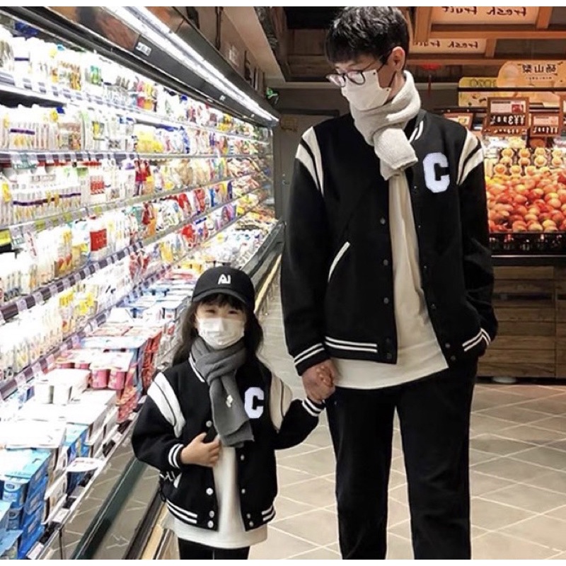 Áo khoác cổ bomber phong cách hàn quốc có hoạ tiết phối viền, Áo khoác thời trang đôi thu đông btshop từ 45 đến 75 kg