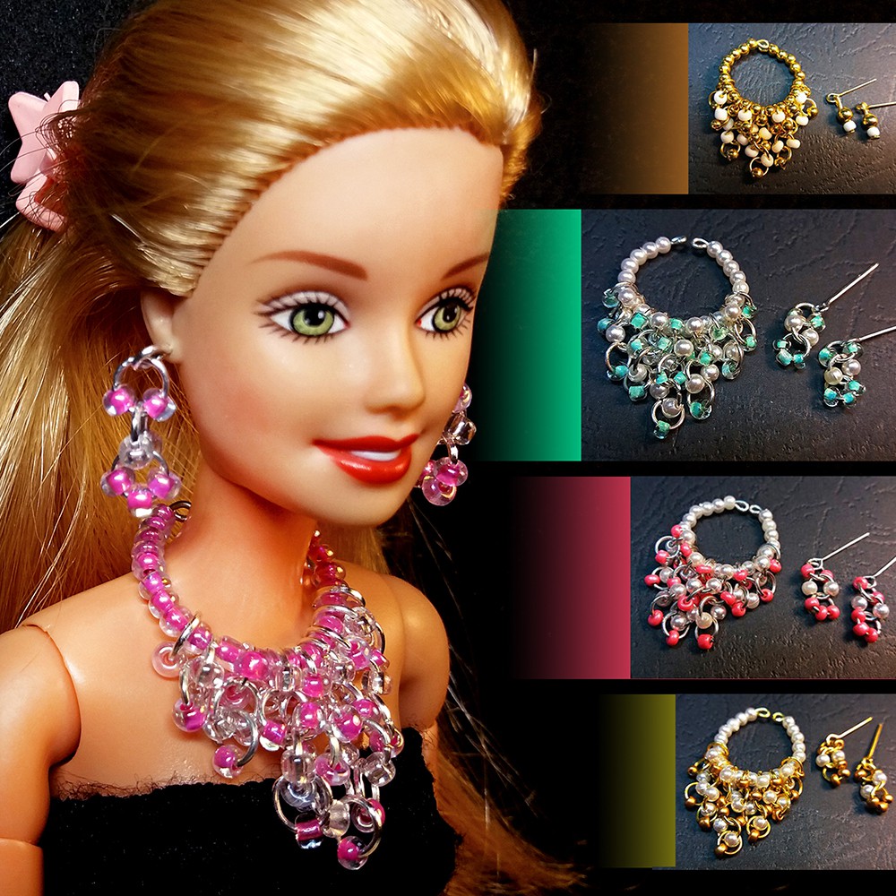 Bộ Trang Sức Búp Bê Barbie - Vòng cổ, Hoa Tai Búp bê Handmade Nguyên liệu Cao Cấp #5