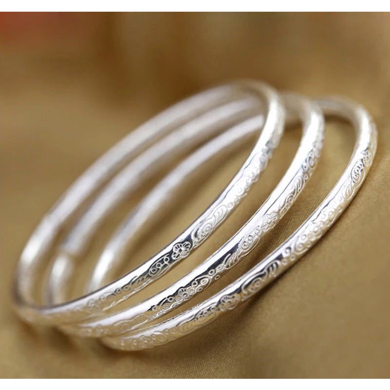 Vòng Tay Hợp Kim Bạc Dạng Hở Khắc Hình Chim Công Phong Cách Boho