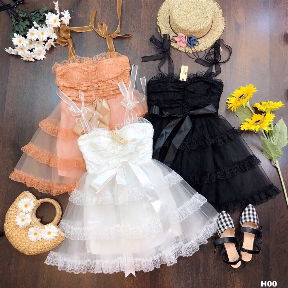 Ảnh thật_Đầm ren thiết kế dây nơ đẹp có bán sỉ