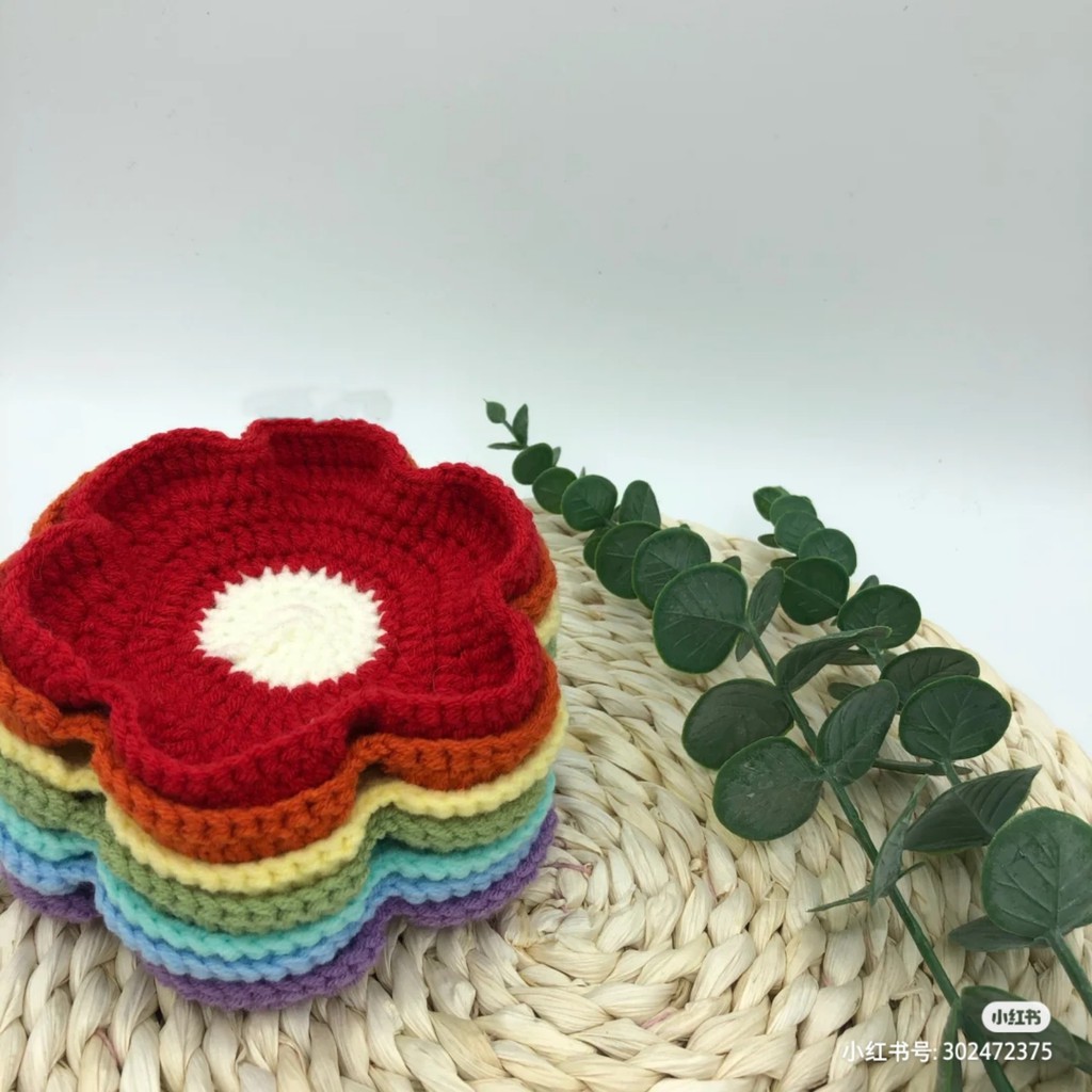 LÓT LY HOA 6 CÁNH LEN HANDMADE