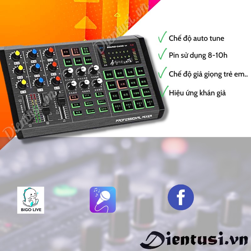 Sound card S8 2020 Có 2 Cổng Mic Và Tích Hợp Cổng Nhạc Cụ