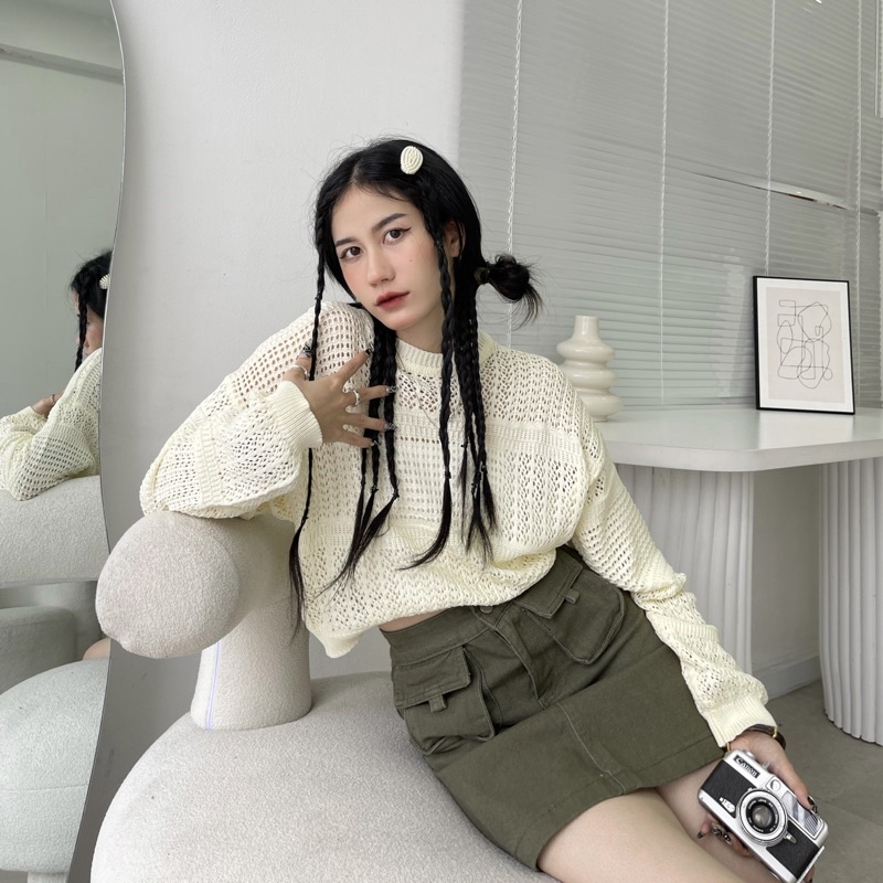 SET ÁO LƯỚI + CHÂN VÁY TÚI HỘP XANH (có bán tách lẻ set)