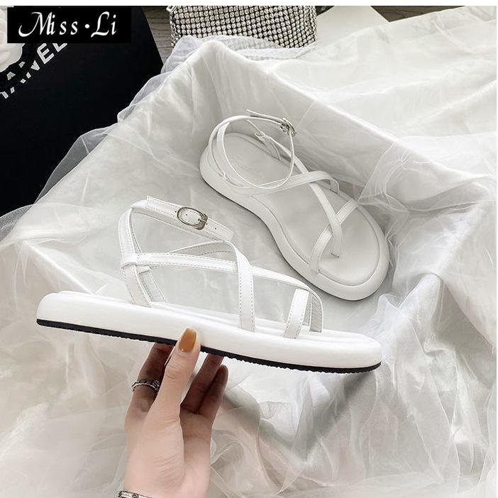 Hàng Có Sẵn Bán Chạy~Bộ Giày Sandal Đế Mềm Dày Dặn Phong Cách La Mã Thời Trang Mùa Hè Năm 2021 Chống Trượt Cho Nữ