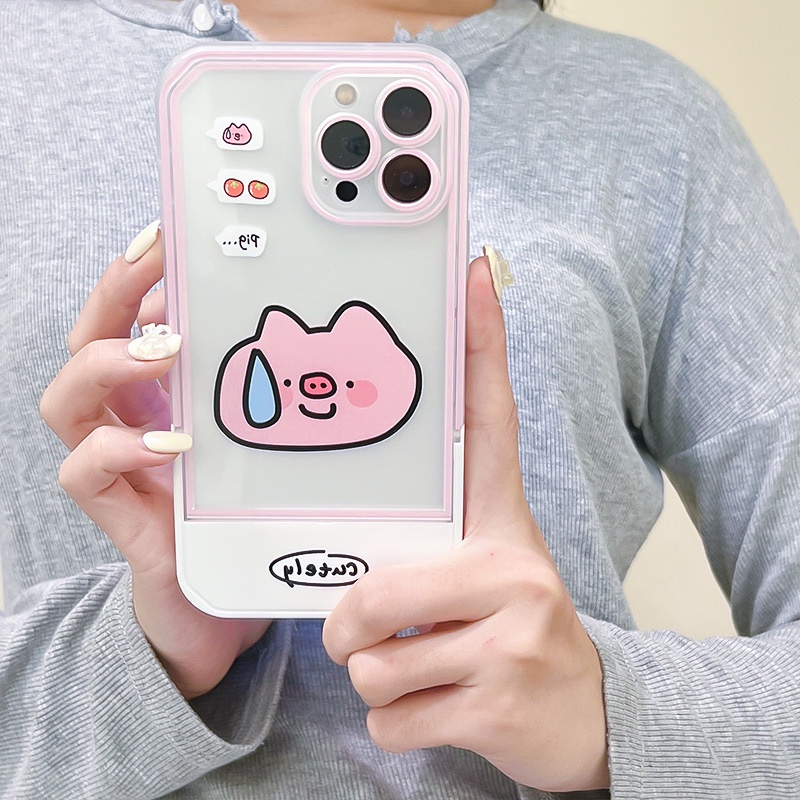 Ốp Điện Thoại Kèm Giá Đỡ Tàng Hình Họa Tiết Hoạt Hình Dễ Thương Cho iphone 14 / 13Pro 12 / xs / 6 / 7 / 8PLUS