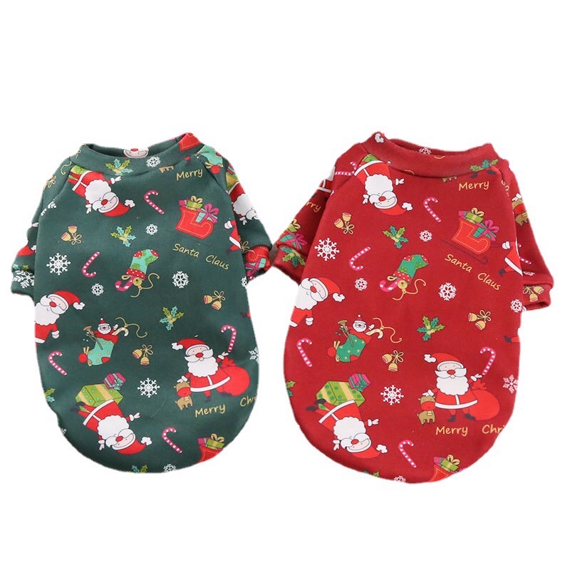 BST NOEL ÁO NỈ MỎNG KHÔNG KHÍ NOEL HOẠ TIẾT SANTA CLAUS  CHO THÚ CƯNG