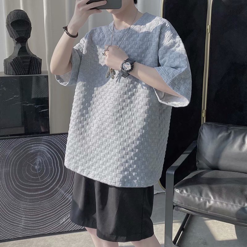 [M-3XL] 2023 Mới tại chỗ Hàn Quốc Casual Bai Suit Man T-Shirt Áo sơ mi trắng thời trang cổ hình trụ lỏng lẻo và thoải mái