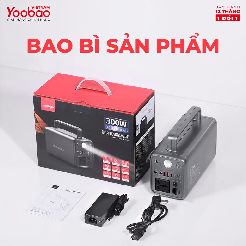 Trạm sạc dự phòng 72000mAh YOOBAO EN300WLPD Sạc nhanh PD65W 220V/300W - Hàng chính hãng Bảo hành 12 tháng