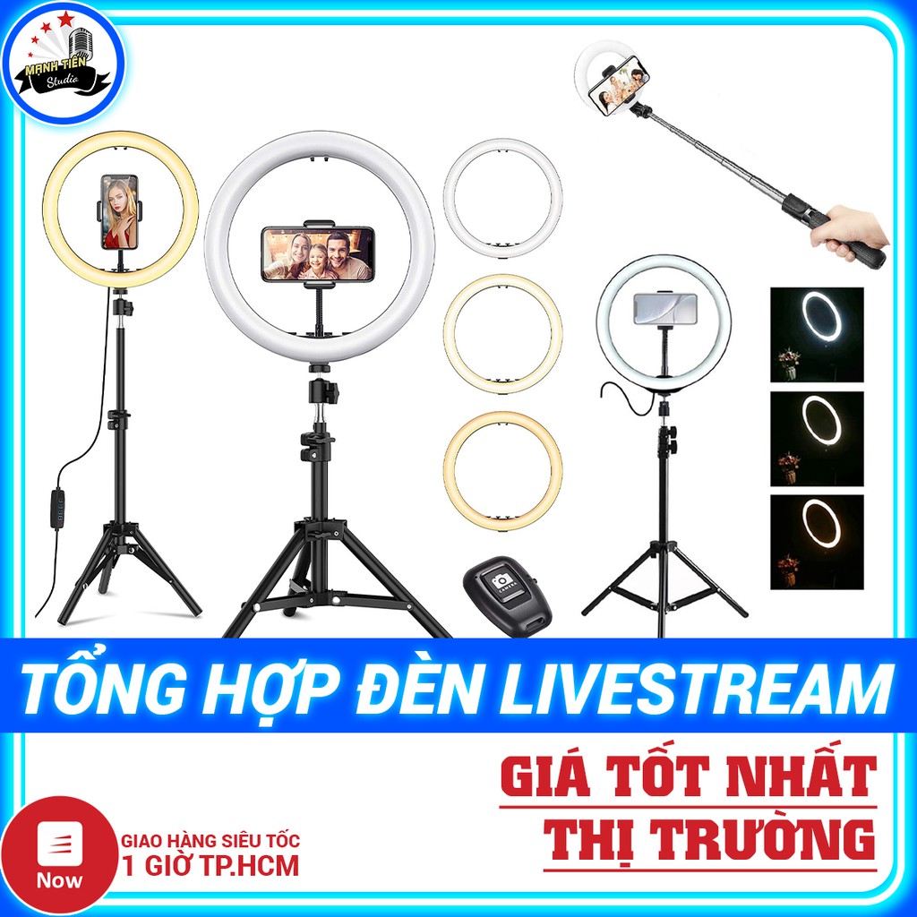 [HÀNG XỊN] Đèn livetream 26cm, 33cm, 36cm, 45cm, 55cm, trợ sáng makeup, livetreams bán hàng fb, live bigo, quay tiktok