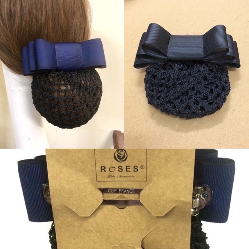 Kẹp tóc nơ có lưới búi ROSES Hair Accessories
