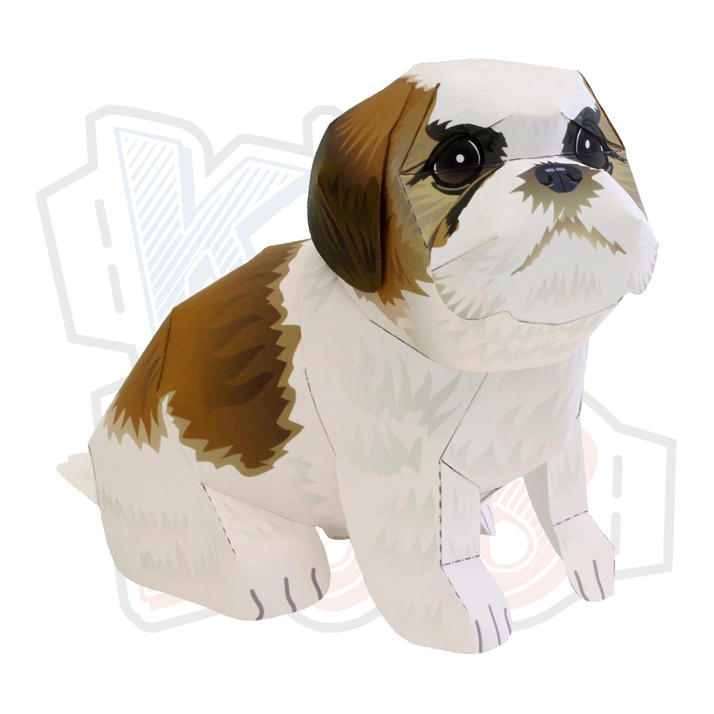 Mô hình giấy động vật chó Shih Tzu