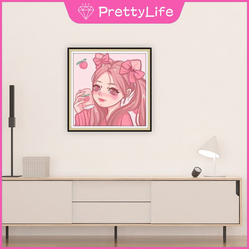 Bộ Tranh Đính Đá 5D Tự Làm 30x30cm / 40x40cm / 50x50cm Hình Cô Gái Hoạt Hình Trang Trí Nhà Cửa