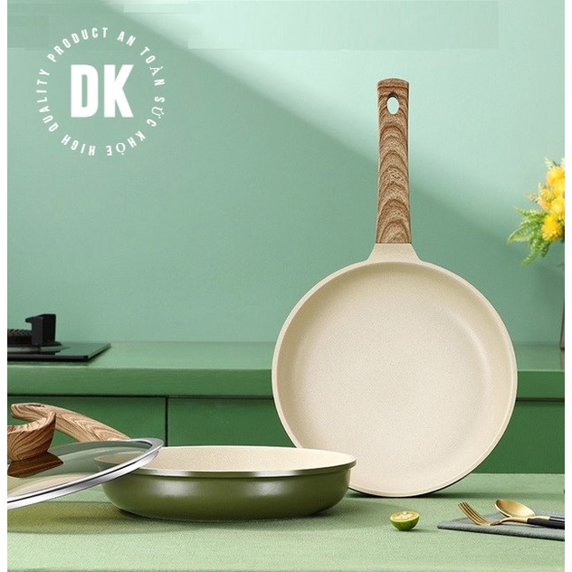 Chảo Đá Bếp Từ Chống Dính Màu Xanh Rêu Matte Phong Cách JAPAN Hàng Dày, Chất Lượng Loại 1 Bảo Hành 2 Năm
