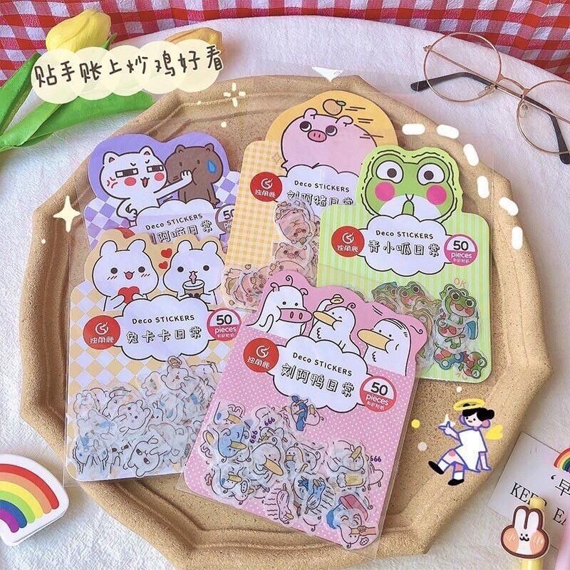 Gói 50 sticker trang trí động vật loại to