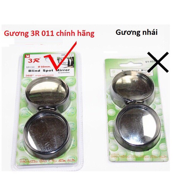 Gương cầu chính hãng 3R, xoay 360 độ quan sát hông xe