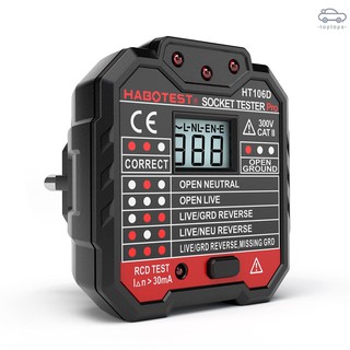 TP  HABOTEST Advanced GFCI Electric Socket Tester Automatic Neutral Live Earth Wire Testing Circuit Polarity Detecto