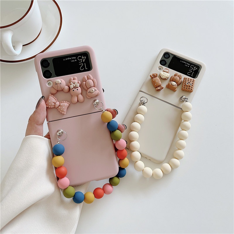 Bao Da Điện Thoại Nắp Lật Bằng pc Cứng Chống Sốc Hình Gấu Cho samsung galaxy z flip 3 5g z flip3 5 Vỏ