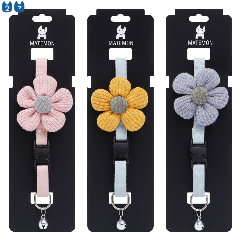 Vòng cổ mèo hình hoa hướng dương 3d bằng cotton dễ thương