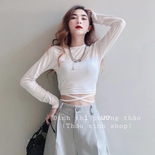 Áo croptop tay dài cột dây tôn dáng eo đẹp | CR07