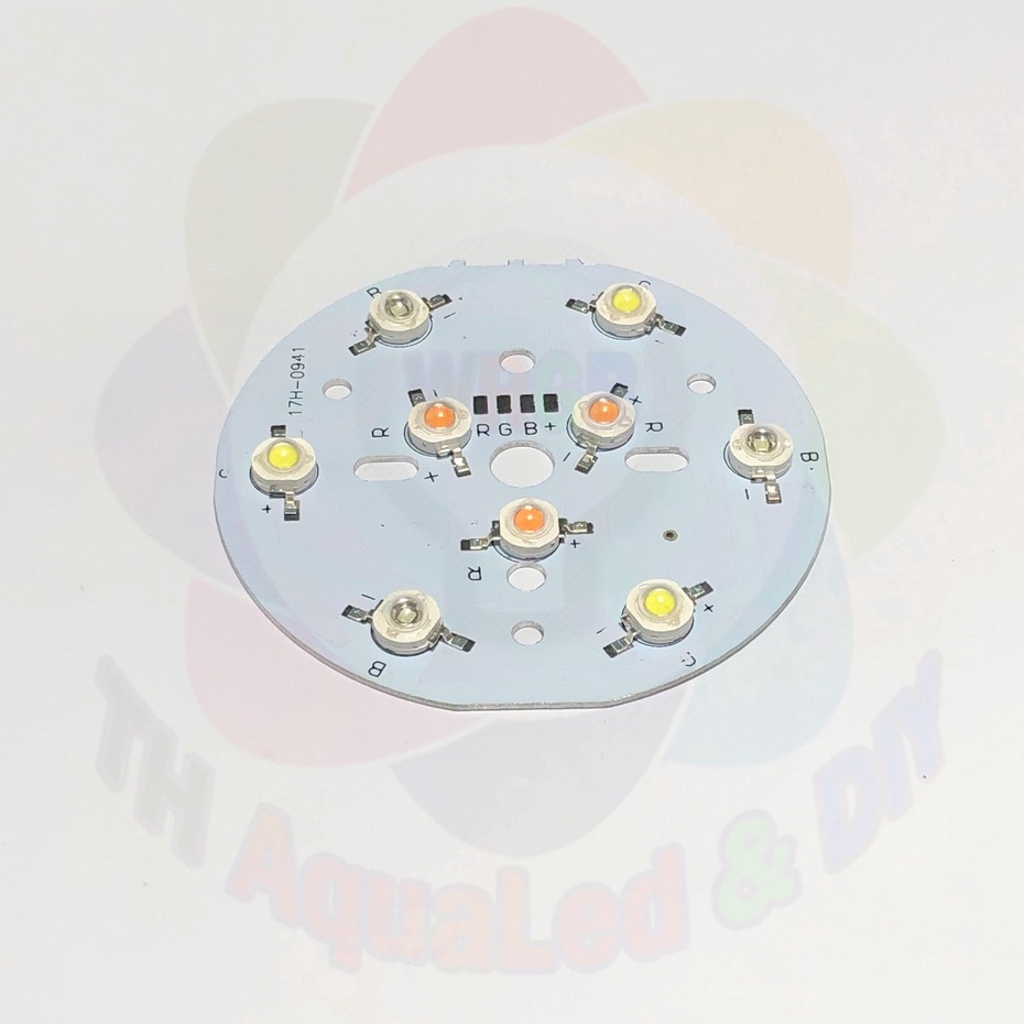 Mạch LED tròn RGB 9 chip, 3 kênh 3 cụm mỗi cụm 3 chip nguồn 9 volt. Dùng cho chip LED đơn Luxeon 1W/3W