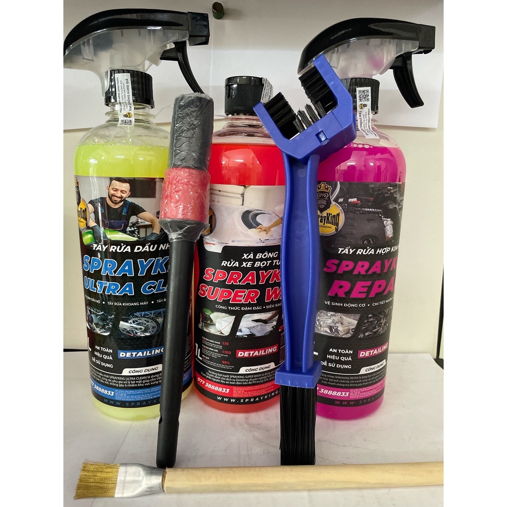 COMBO 3 chai nước rửa xe sprayking : repair tẩy nhôm , ultra clean tẩy nhớt , super wash xà bông