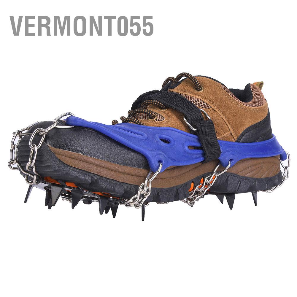 Vermont055 1 Pair Universal 14 Teeth Anti Slip Ice Cleat Shoe Grips Spikes Cleats Crampons for Hiking Climbing