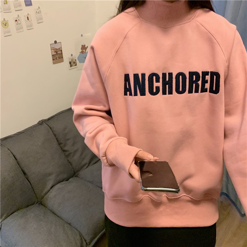 Áo Sweater Tay Dài Cổ Lọ In Chữ Thời Trang Cho Nữ