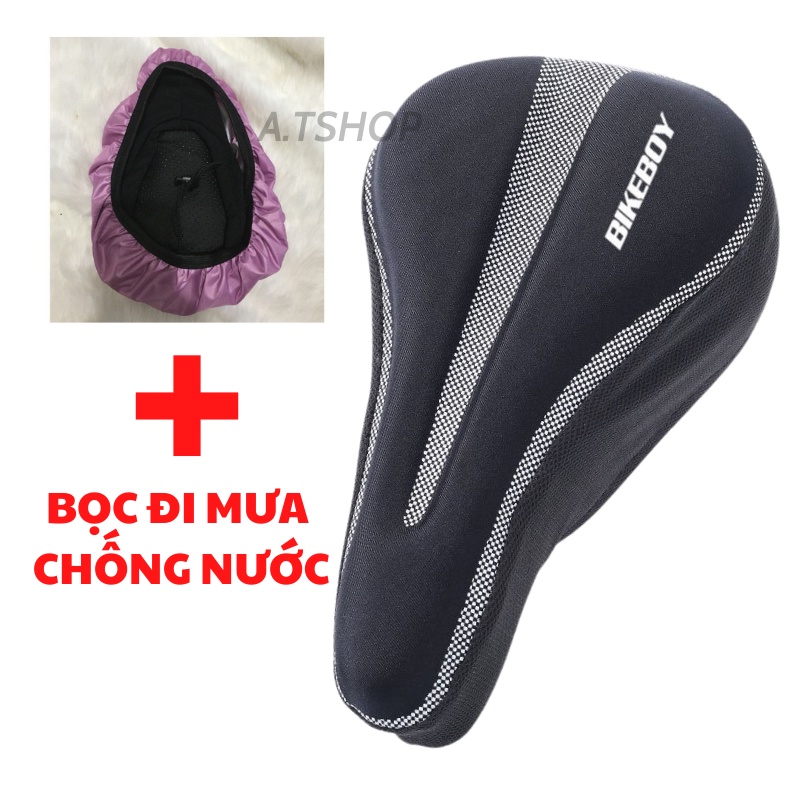 Bọc yên xe đạp thể thao BIKEBOY cao cấp, êm ái thoáng khí tặng kèm áo mưa chống thấm nước cho yên