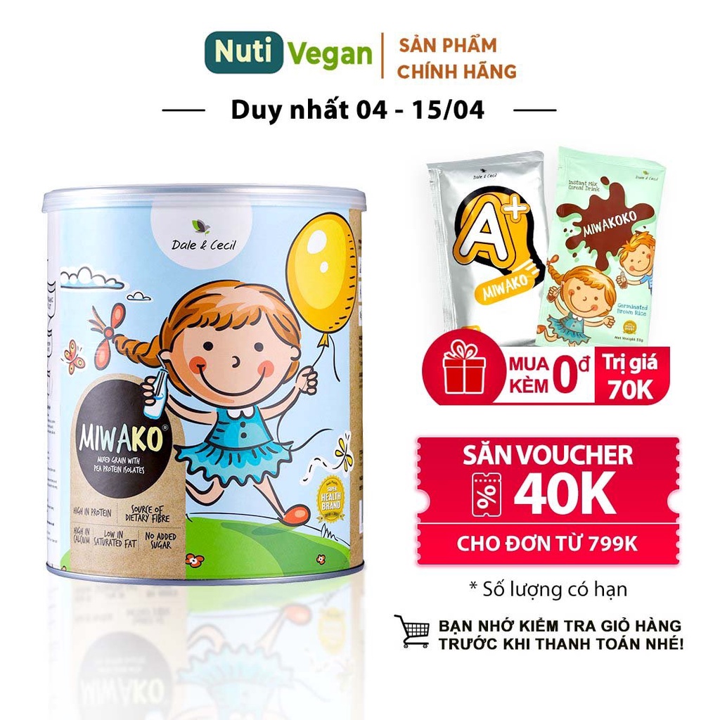 Sữa Miwako Nhập Khẩu Malaysia Hộp 700g Vị Gạo, Sữa Hạt Giúp Cải Thiện Giấc Ngủ Và Hệ Tiêu Hóa Cho Bé - nutivegan