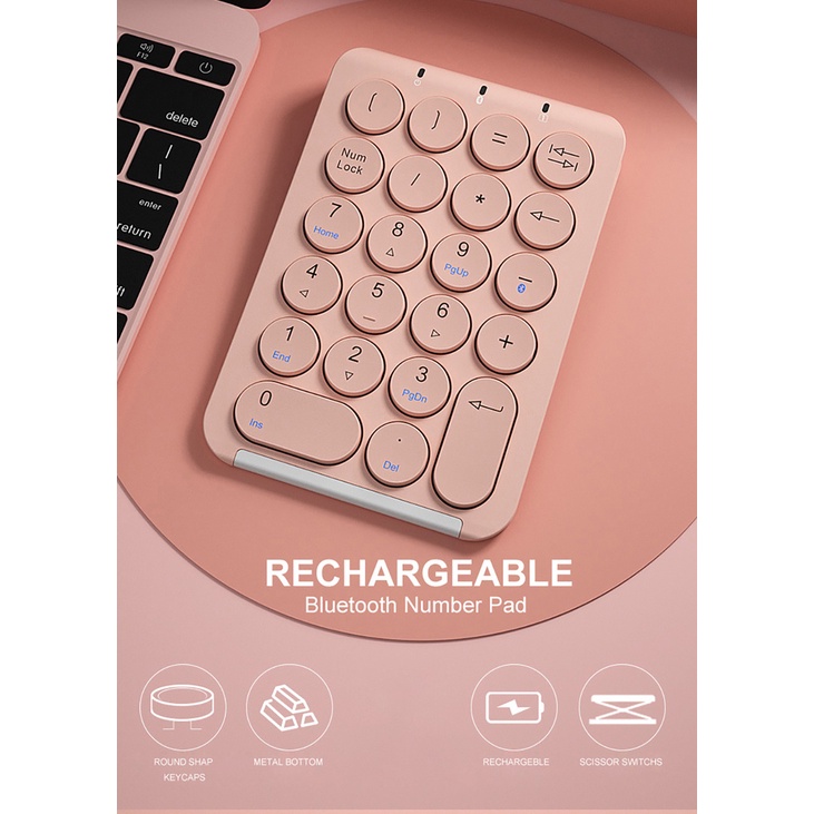Bộ Bàn Phím Số 22 Phím Bluetooth Không Dây Di Động Tiện Dụng Cho Laptop