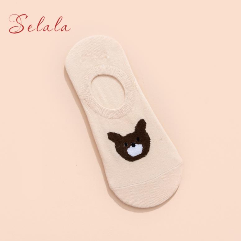 COMBO 3 Tất Hài Hình Gấu tkutrang Cotton Cổ Ngắn Co Giãn Chống Tuột Hình Siêu Xinh