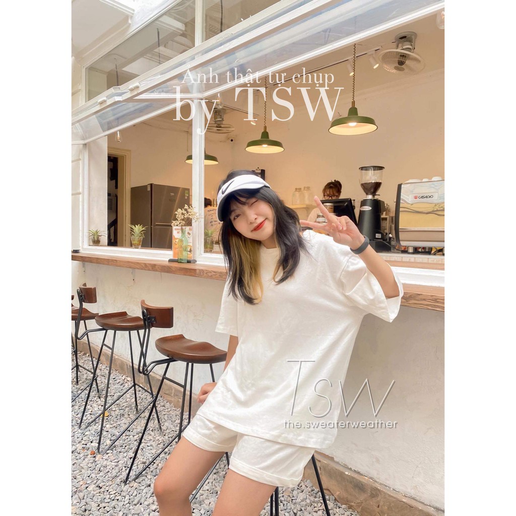 Set thể thao trơn basic dáng rộng oversize (Ảnh thật)