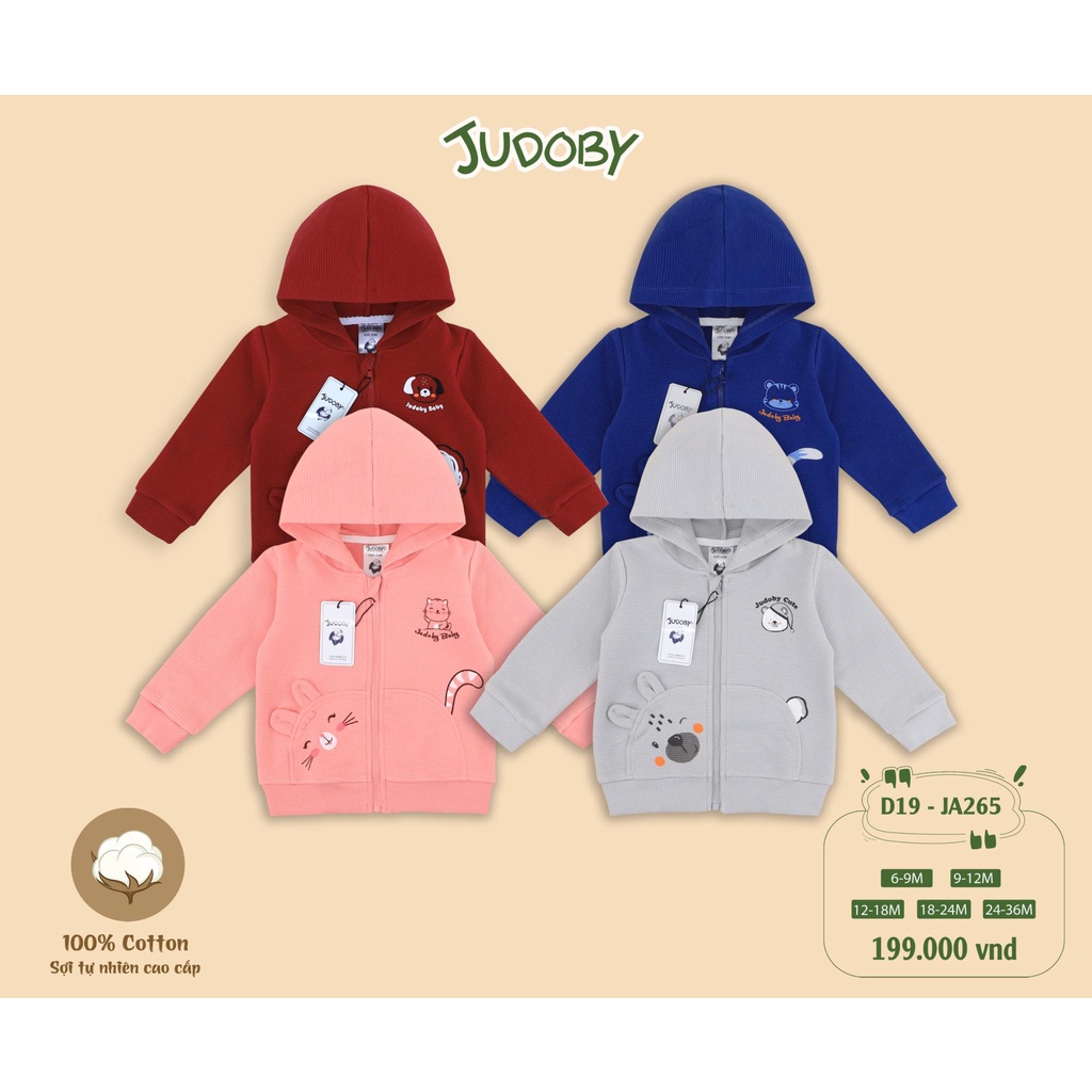 (6-24M) Áo khoác có mũ vải cotton phối hình cho bé - JUDOBY