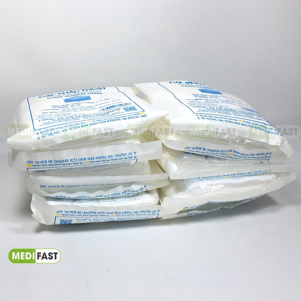 Gạc vết thương tiệt trùng chống nước Tanaphar dạng 8 lớp và 12 lớp gạc phẫu thuật đắp vết thương an toàn tiện lợi